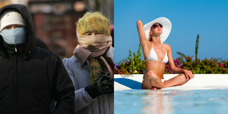 swap coats for bikinis